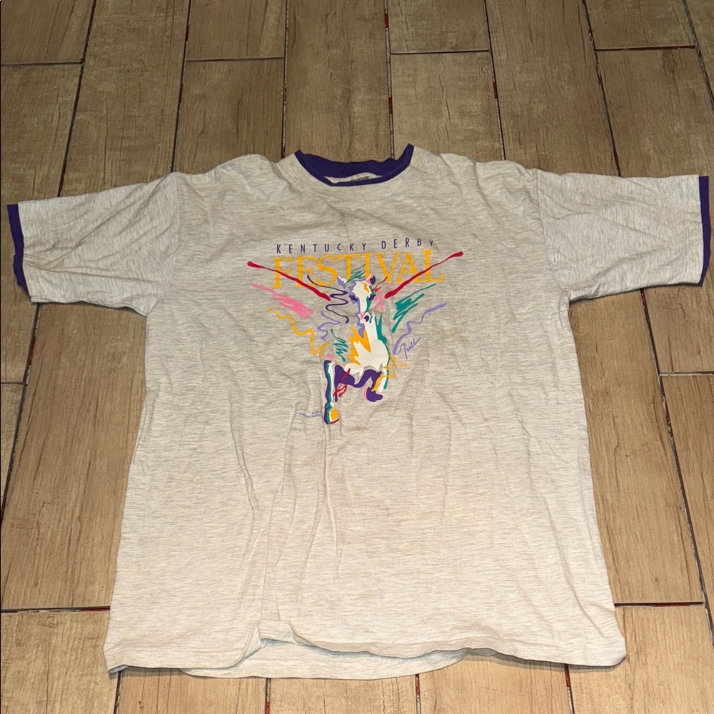 1991 Kentucky Derby Festival Graphic Ringer Tee vintage Purple 90s